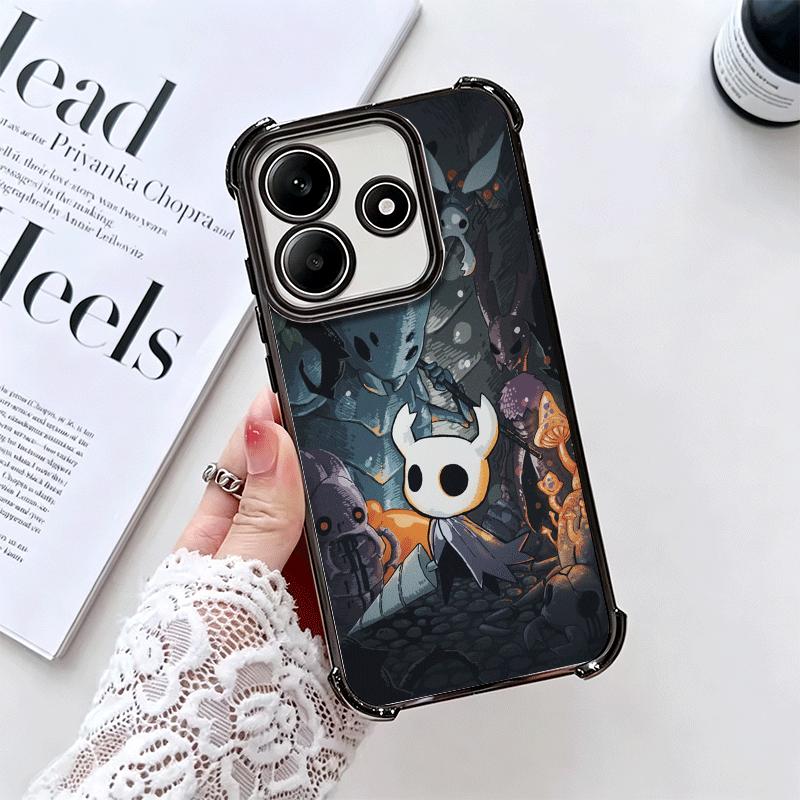 H-Hollow K-Knight Game Plating Phone Case For Xiaomi Redmi Note 14 15 Pro Plus 13 12 11 11S 11T 10 9S 9 5G Anti-Fall Airabag Cov