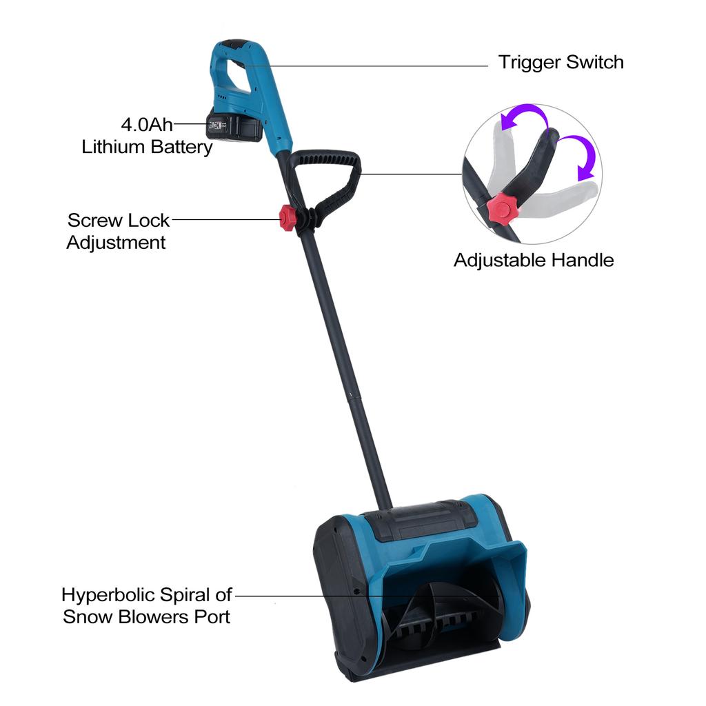 Rechargable Snow Shovel Foldable Brush Snow Blower 21V Battery Powered Snow Thrower with Adjustable
