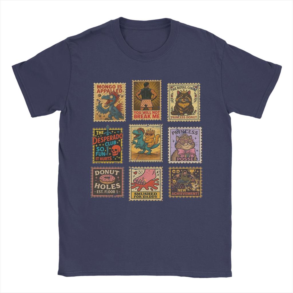 Dungeon Crawler Carl Vintage Stempel T-Shirts Herren Baumwolle Lustige T-Shirts Rundhals T-Shirts Kurzarm Kleidung Übergröße