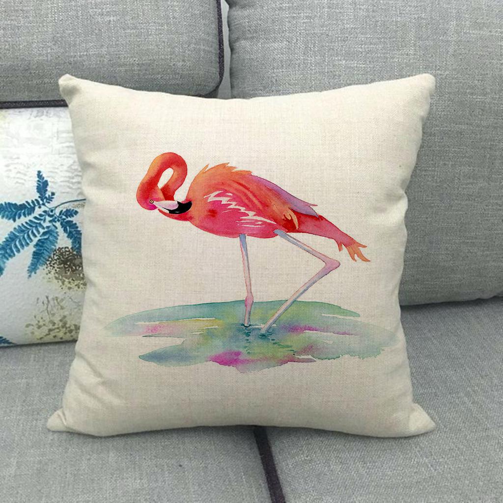 Adorable Flamingo Watercolor Flowers Digital Printing Short Plush Pillow Covers For Car Sofa Office Cushion Cover Home Goods