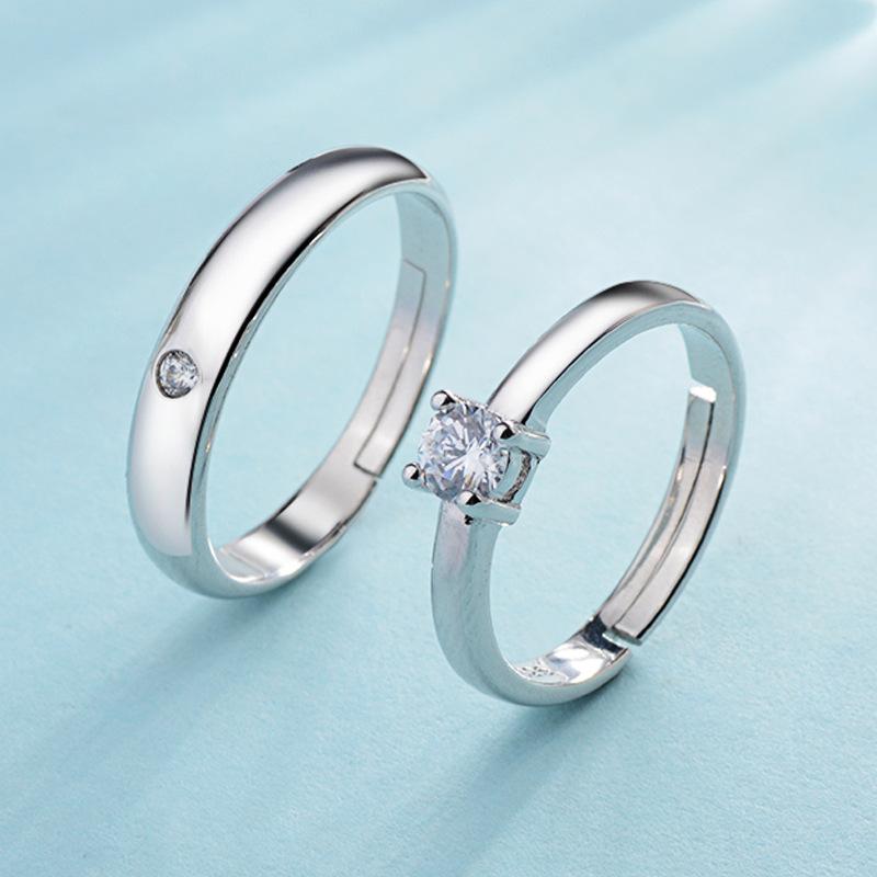 High-grade Fashion Trends Differences with Personalised Glitter and Lustre Ring Female Proposal Wedding Open Ring Couple Ring Jewellery