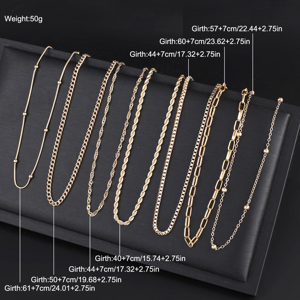 7pcs Elegant Vintage Twisted Chain Necklace Set Vintage Gold Color Minimalist Multi-Layer Chains Daily Wear Party Jewelry Gifts