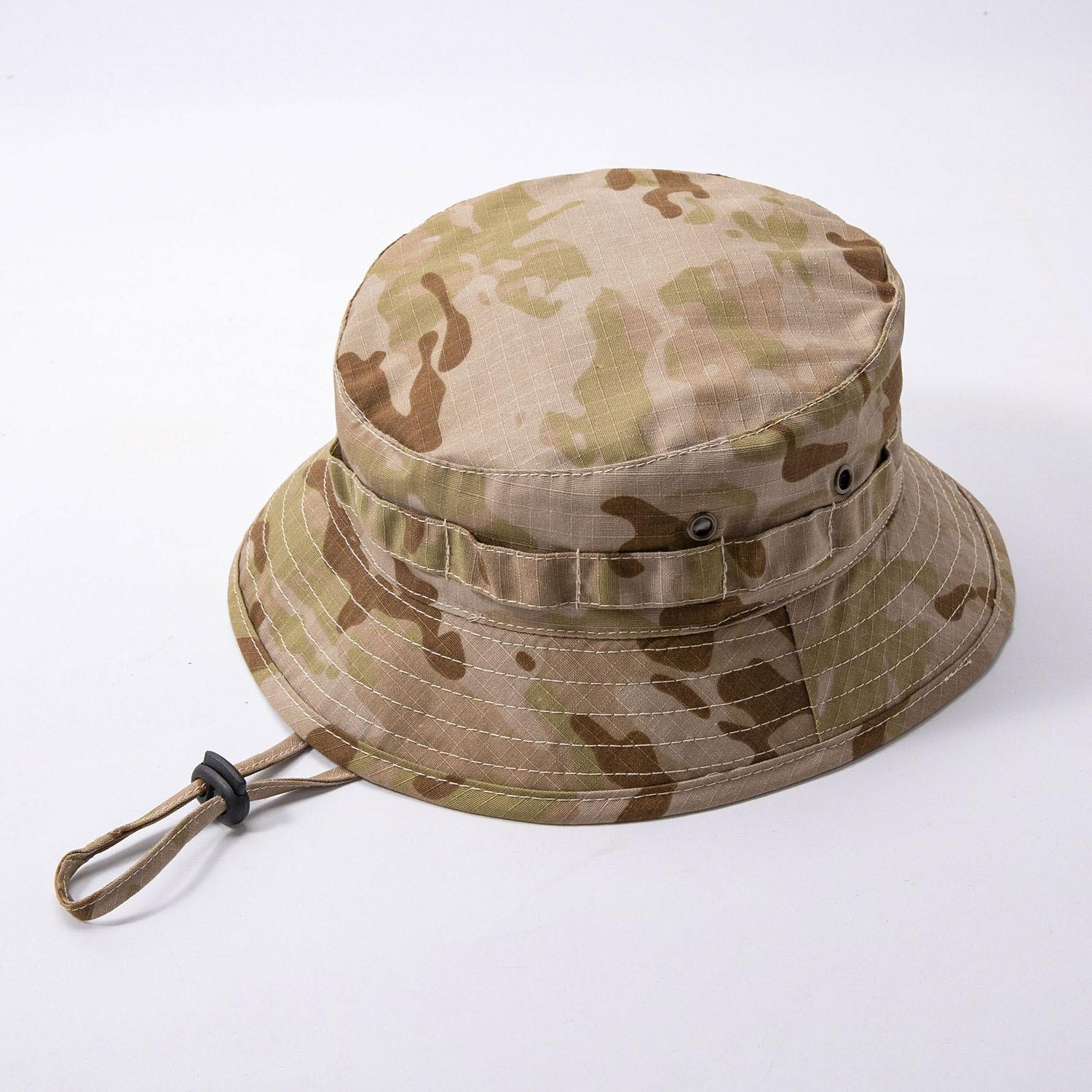 1 Stuk Tactische Camouflage Boonie Bucket Hoeden Voor Mannen, Outdoor Camouflage Vissersmuts Training Reis Winddicht Jacht Wandelen Pet Adjustable beige