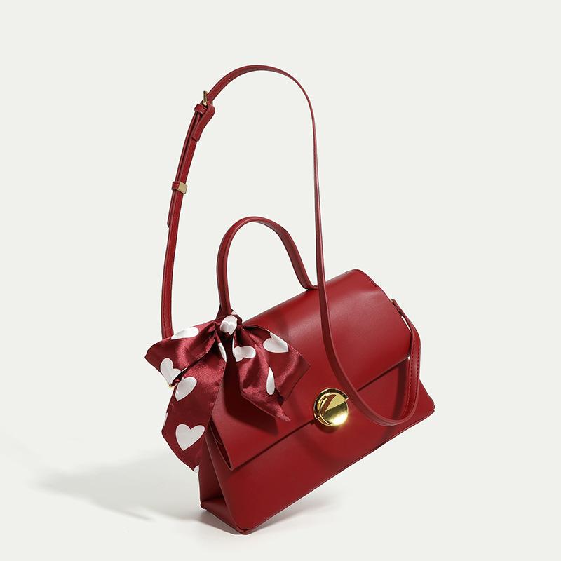 Wedding bag for women, bride s handbag, 2024 new fashion soft leather women s handbag, red bag, elegant small square bag красный