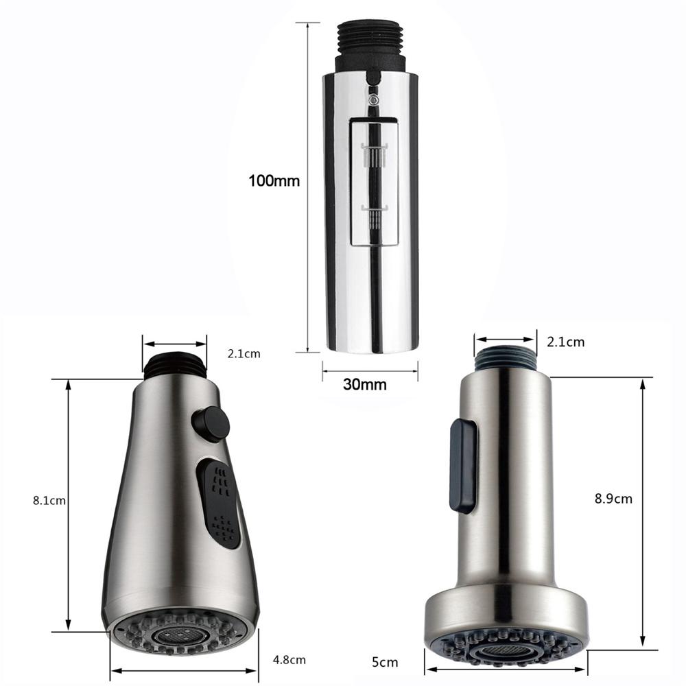 Universal G1/2 Pull-out Type Faucet Nozzle Kitchen Sink Shower Nozzle Sprayer Silver Black Water Saving Aerator Replacement Tap