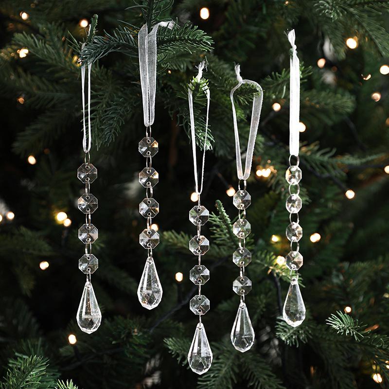 Clear Acrylic Snowflake & Icicle Ornament Set for Christmas Trees - Multiple Pack Available