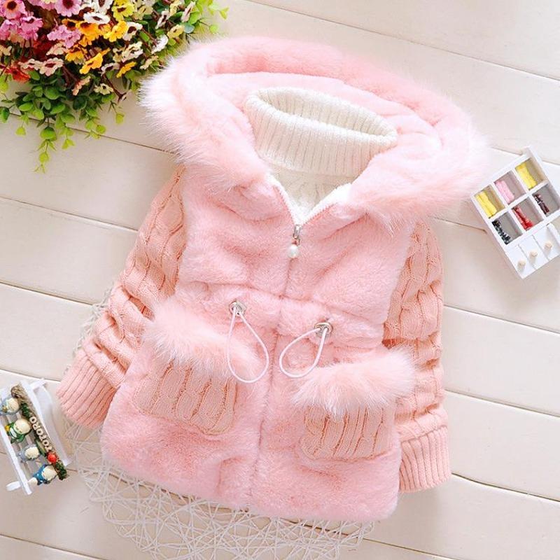 Winter Baby Girls Clothes Cotton Coat Pageant Warm Jacket Snowsuit Fur Hooded Jacket Outerwear