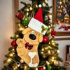 Christmas Stockings Plush Cat Dog Design Santa Claus Xmas Stockings Large Opening Candy Gift Holder Hanging Decor for Tree And Fireplace