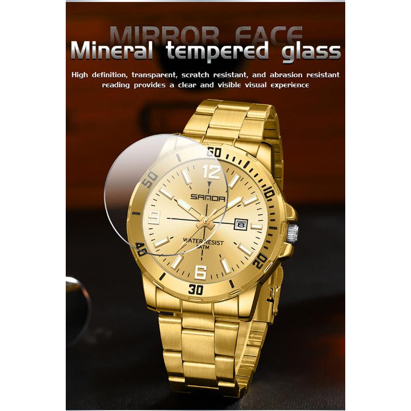 SANDA Business Men's Quartz Watch Large Dial Waterproof Calendar Night Light New Men's Quartz Watch