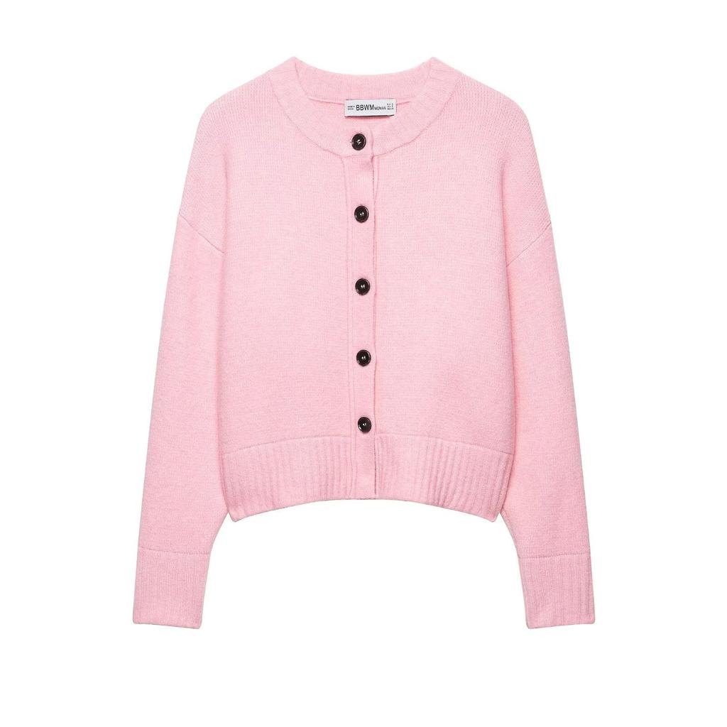 European and American style women's clothing, commuter style versatile simple solid color soft knitted jacket 2142042