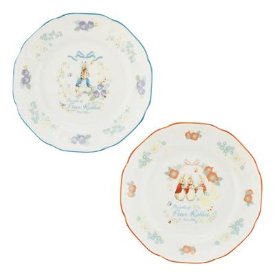 Yamaka Shoten Peter Rabbit Cake Plate and Dessert Plate Pair Approximately 19cm Shabby Chic Flower Set, Diameter, Design, White, PR650-153
