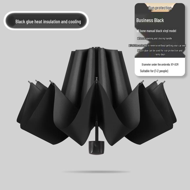 24-Bone Automatic Windproof Folding Umbrella for Men, Rain or Shine, with UV Sun Protection
