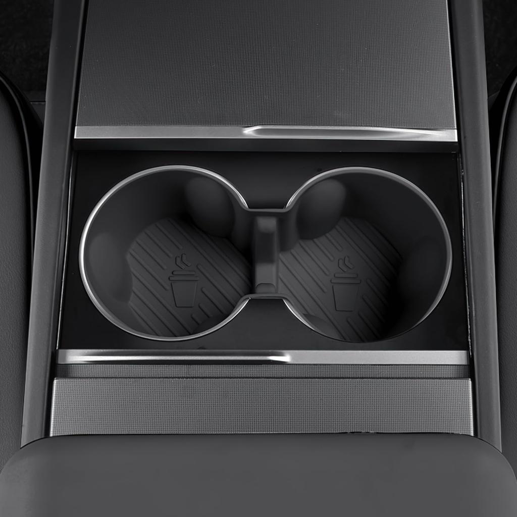 FDAIUN Car Cup Holder Coaster Mat Silicone Pad Fits Tesla Model Y Juniper Tesla Model 3 2025 Rubber Mat Vibration Reduction Silica Gel Custom Interior