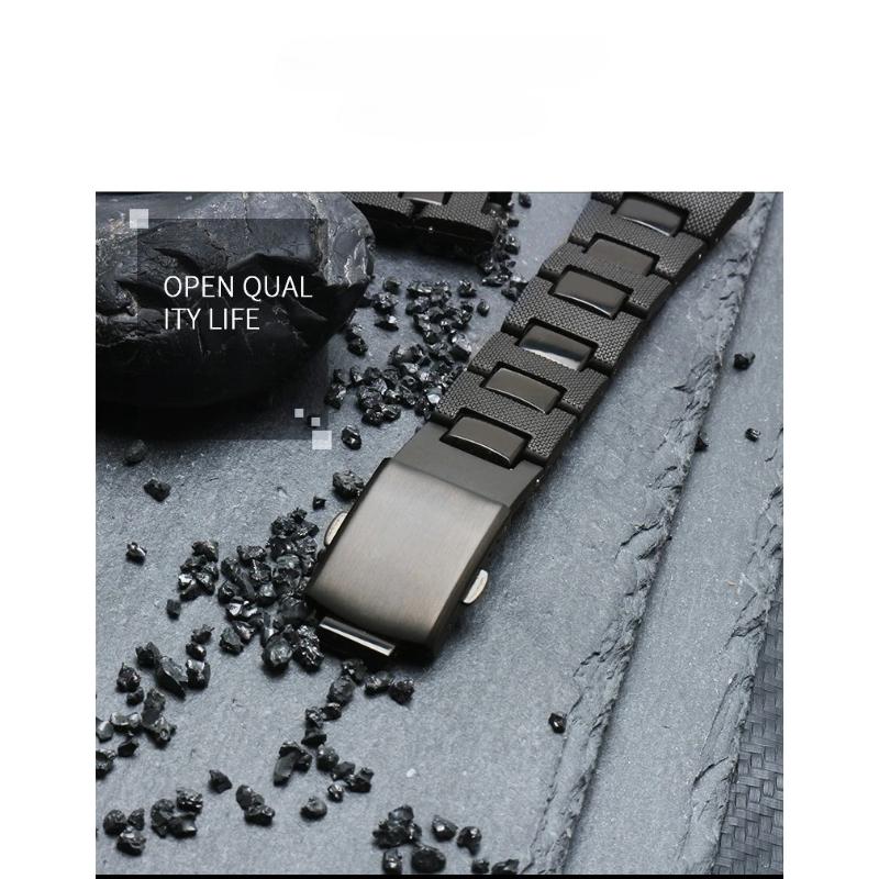 Black Bracelet For Casio G-shock DW-6900 DW9600 DW5600 GW-M5610 GA-2100 Men Series Watch Strap Plastic Steel Watchband 16mm Band