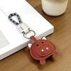Keychain Pendant Imitation Leather 3D Piggy Shape Key Pendant with Metal Ring Anti-Slip Lanyard Bag Charm Accessory
