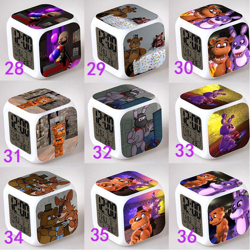 Bear Multifunction Fnaf 7color Digital Alarm Clock Led Watch Alarm Cube Clock