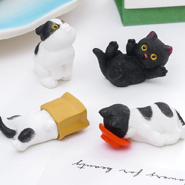 4 Piece Resins Cats Figurines Miniature Desktop Accessories For Car Dashboard Bookshelves Decorative Display Ornaments