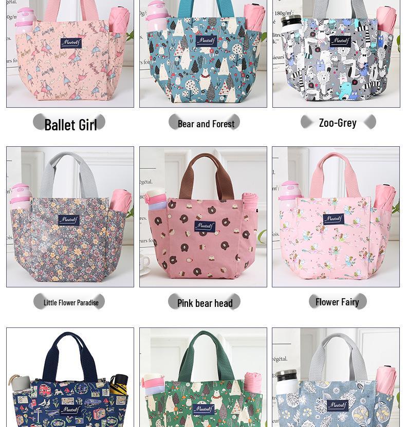 Duża płócienna torba na lunch Bento z zamkiem błyskawicznym