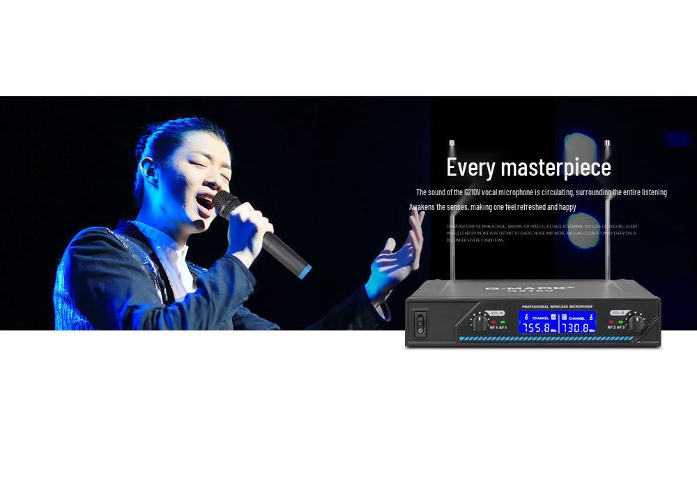 G-Mark G210V Two-in-One Wireless Stage Dynamic Microphone with High Sound Quality and Noise Reduction.
