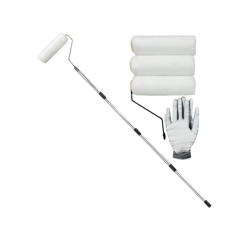 67 Inch Metal Paint Roller Extension Handle With 9 Inch Thick Fiber Sleeve For Consistent Wall Painting