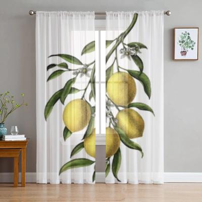 Vintage-Zitronen-Fenstervorhänge für Wohnzimmer, Schlafzimmer, moderne Voile-Tüll-Vorhänge, Stoffvorhänge für die Küche