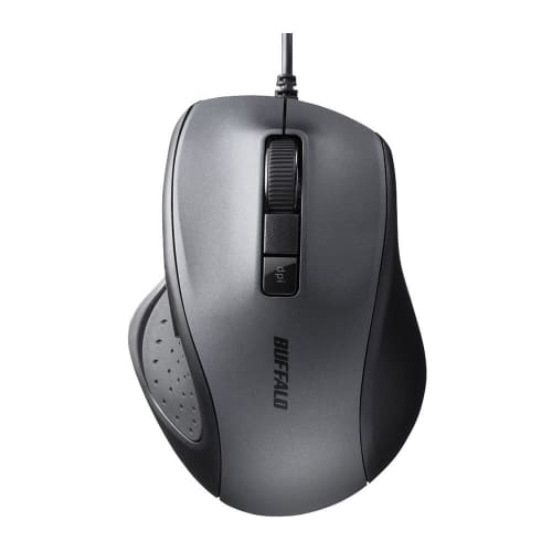 BUFFALO Wired BlueLED Quiet 5 Button Mouse Black BSMBU308BK
