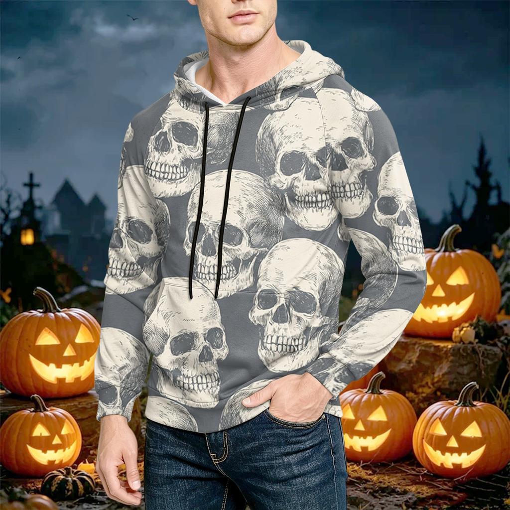 Men's Casual Loose Fit Printed Hoodie with Pocket and