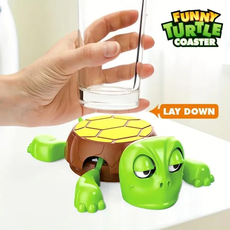 1-5PCS Funny Turtle Coaster with Pressing Eyes   Plastic Desk Decor  Perfect Gift for Teens & Adults Mixed Colors  Turtle Decor