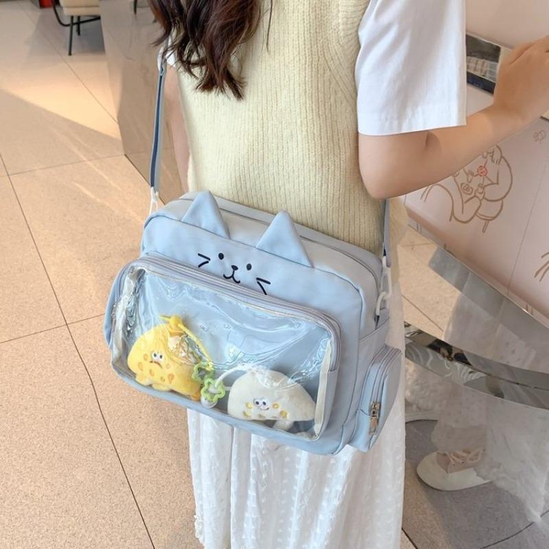 Módní Roztomilá kočičí taška přes rameno pro ženy Nylon Lolita Jk Casual Kawaii Japonský styl Ita Bag Y2k Fashion Students Crossbody