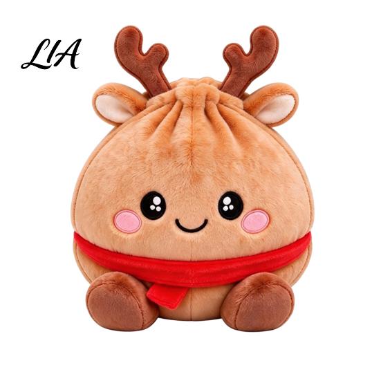 Plush Dumpling with Legs Stress Relief Toy Steamer, Stuffed Smiling Reducing Desk Accessories Squeeze Toy, Cartoon Plushie for Kids Adults Desktop