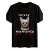 European Sizes Cat Horror Movie Mask Print T-shirt Summer Round Collar Short-sleeved T-shirt Casual Everyday Shirt Men's Clothing Local Community