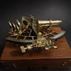 Brass Nautical Sextant with Wooden Box  Maritime Navigation Instrument Desk Decor
