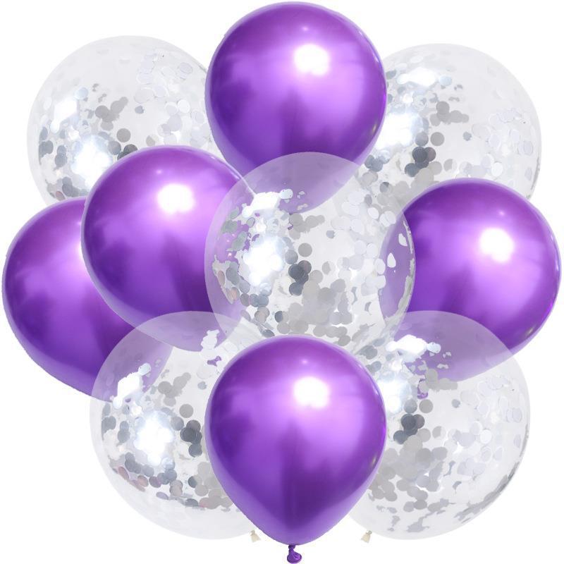 Birthday & Ceremony Decoration Balloon Set: Metallic Sequins, Table & Ground Floating Balloons.