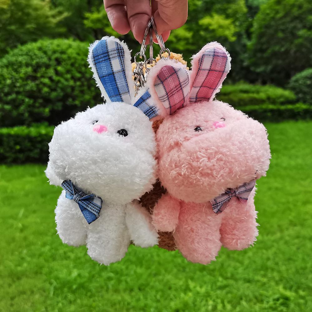 Ins Trendy Cute Pendant Creative Cartoon Girl Heart Rabbit Bear Plush Doll Hanging Bag Schoolbag Accessories