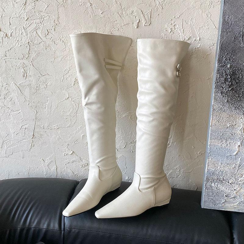 Fashion Fashion Pointed Toe Ladies Knee High Boots Female Slip On Shoes Women Modern Long Boots With Height Increasing Shoes