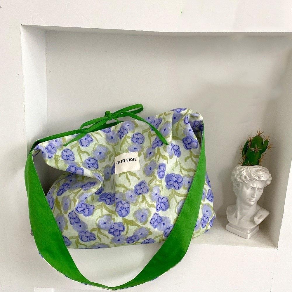 

Cloth Flower Shoulder Bag Japanese Style Canvas Crossbody Bag Casual Double Sided Vest Bag Travel зелёный