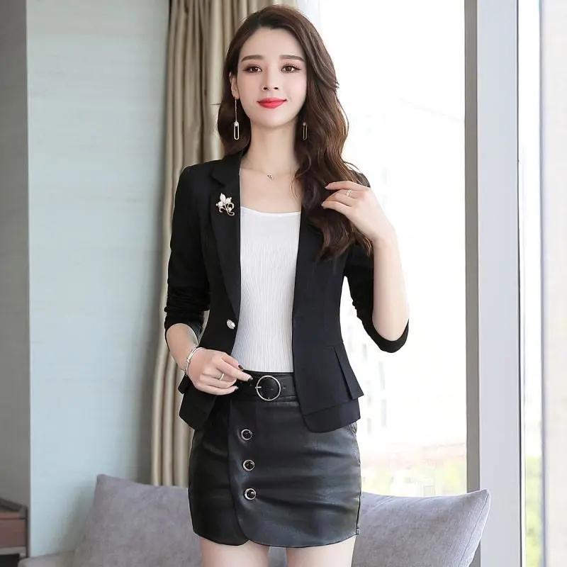 Spring Autumn Jackets Women Blazer Solid Fashion Slim Office Short Blazer Women Elegant Single Button Formal Blazer Coat
