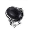 S925 Sterling Silver Retro Natural Labradorite Flower Rings Jewelry Silver Large Tiger Eye Engagement Wedding Gift for Women