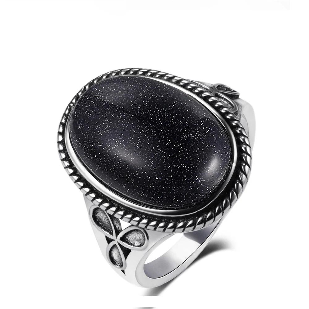 S925 Sterling Silver Retro Natural Labradorite Flower Rings Jewelry Silver Large Tiger Eye Engagement Wedding Gift for Women
