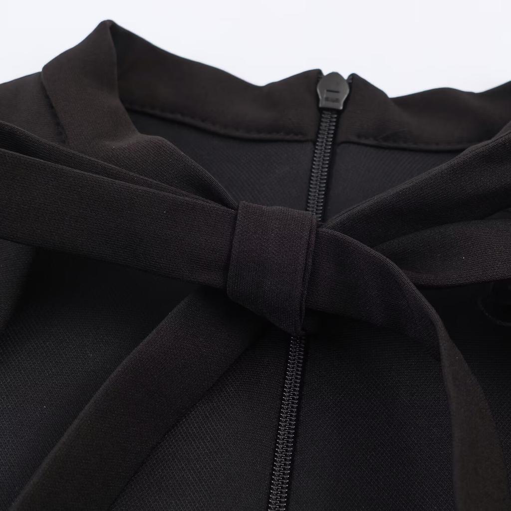 Mode Sommer Ausgeschnitten Damen Kleid Gürtel Reißverschluss Hüfttasche Schlankmachend Gepunkteter Rock Damen Partykleid
