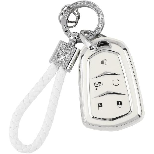 PIFOOG Key Fob Cover For Cadillac SRX CTS CT6 XTS XT5 XT6 XT4 ATS Accessories TPU 5 Button Keys Case Shell Protecor Glitter Car Keychain Girly Women
