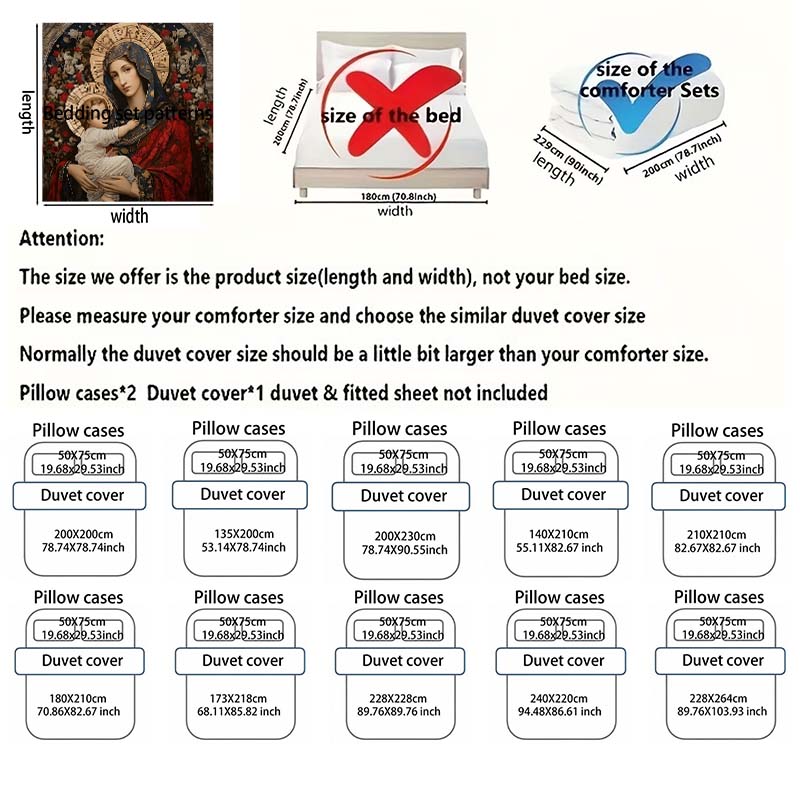 Madonna And Child Artwork Print Soft Comfortable Duvet Cover Bedding Set Included 1*Duvet Cover  2*Pillowcases Luxury Gifts