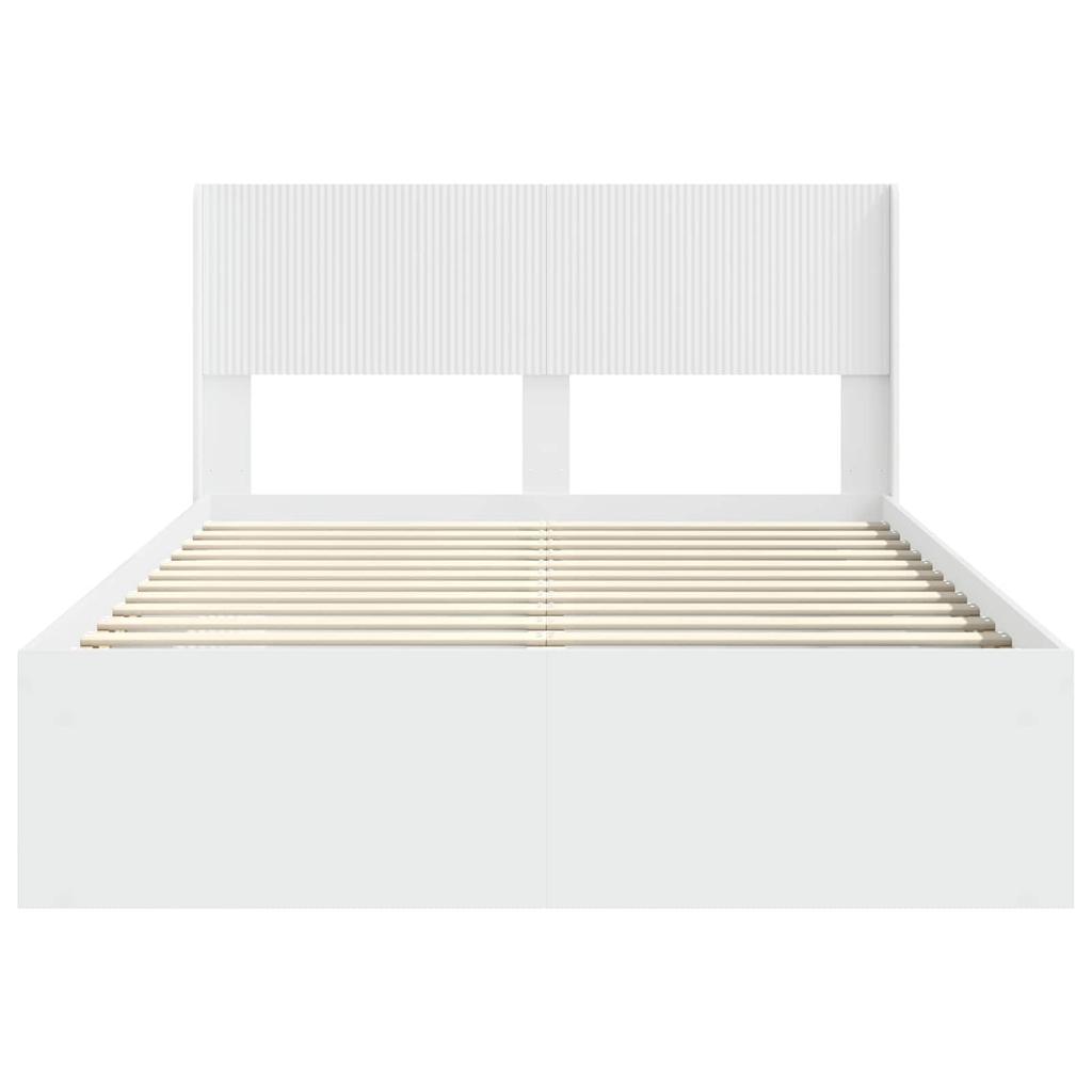 Struttura Letto con Spazio Contenitore e Testiera Bianca 150 x 200 cm