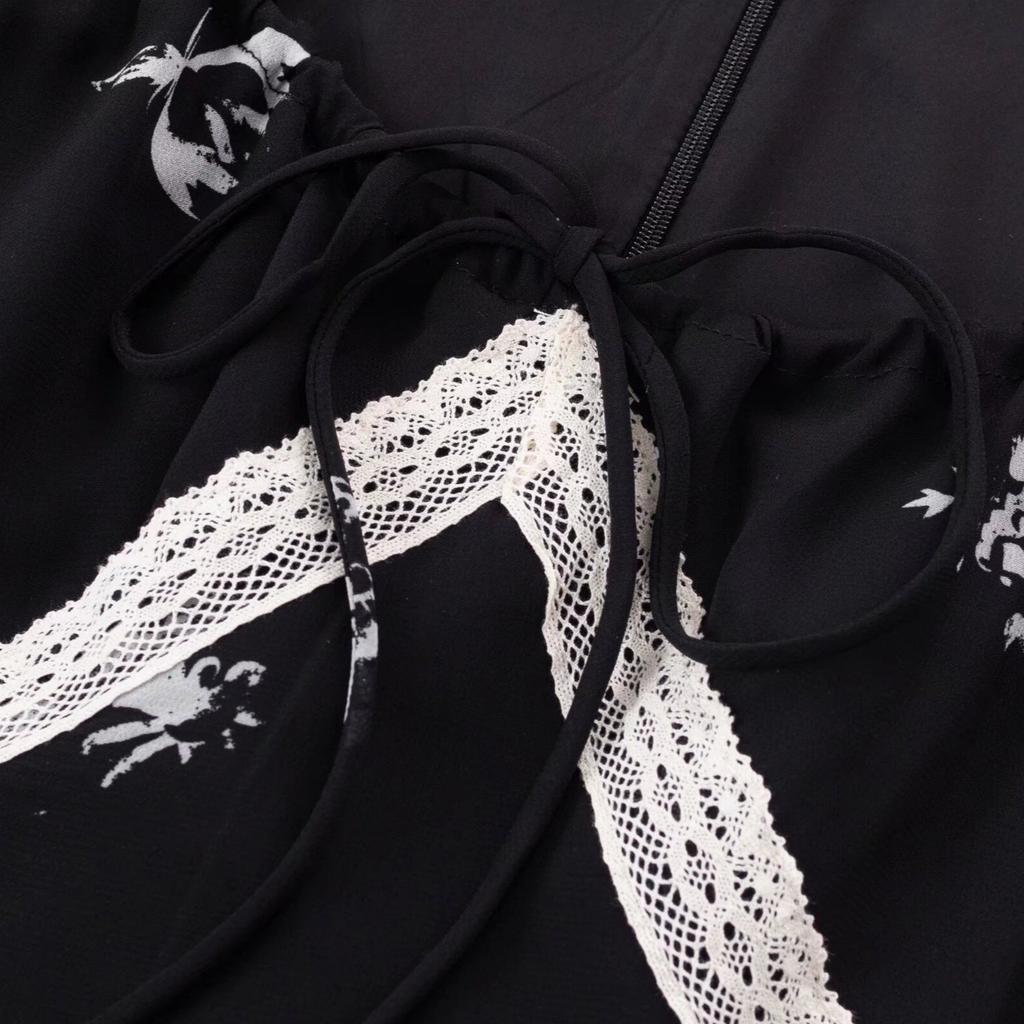 French beautiful lace floral dress women's summer high-end temperament fishtail knee-length skirt