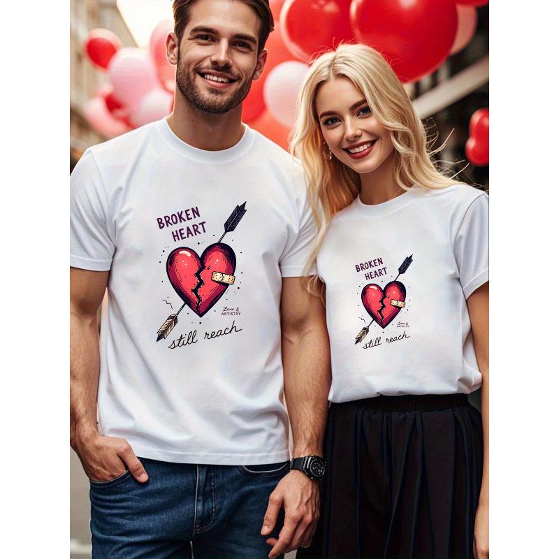 1PCS Valentine s Day Couple Short Sleeve T-shirt Soft Comfort Daily Wear XXL