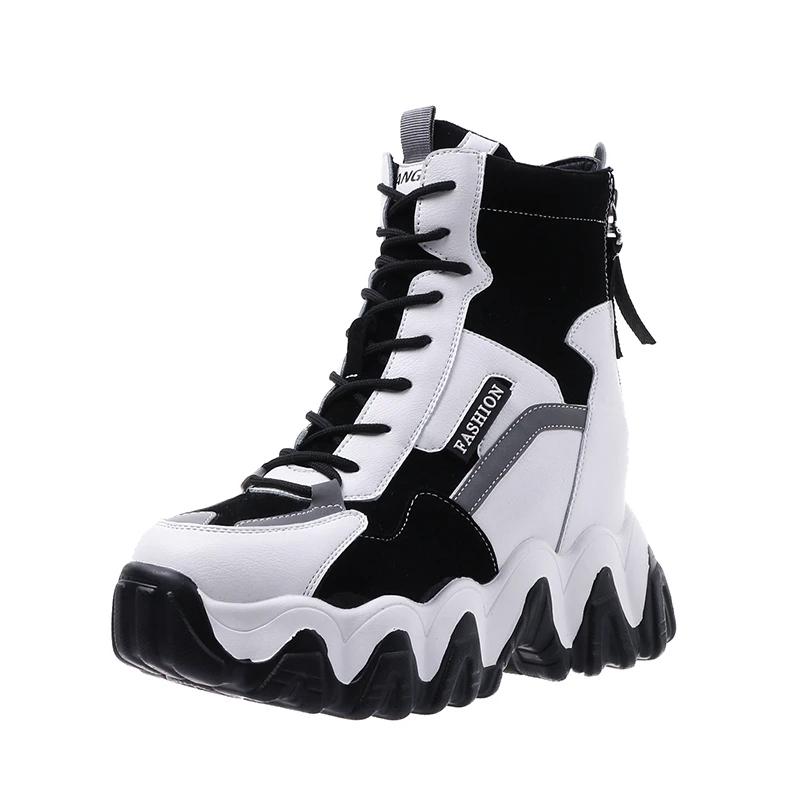 Spring Women Thick Sole Ankle Boots Autumn Luxury Platform Casual Boots Women's 8cm High Heels Wedge Boots Shoes Woman Sneakers