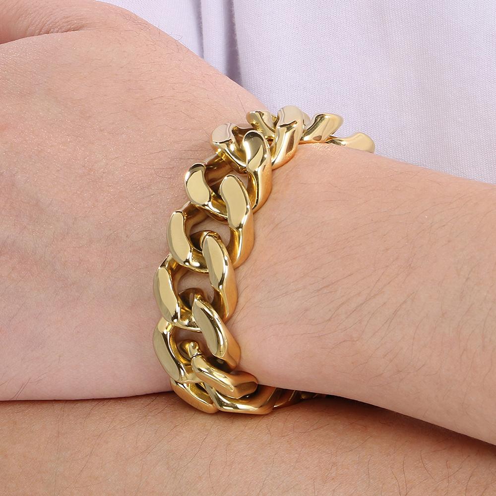 Hiphop Stainless Steel Bracelet Men's Accessories Christmas Gifts Jewelry Matte Brushed 20MM Width Curban Chain Man Bracelets