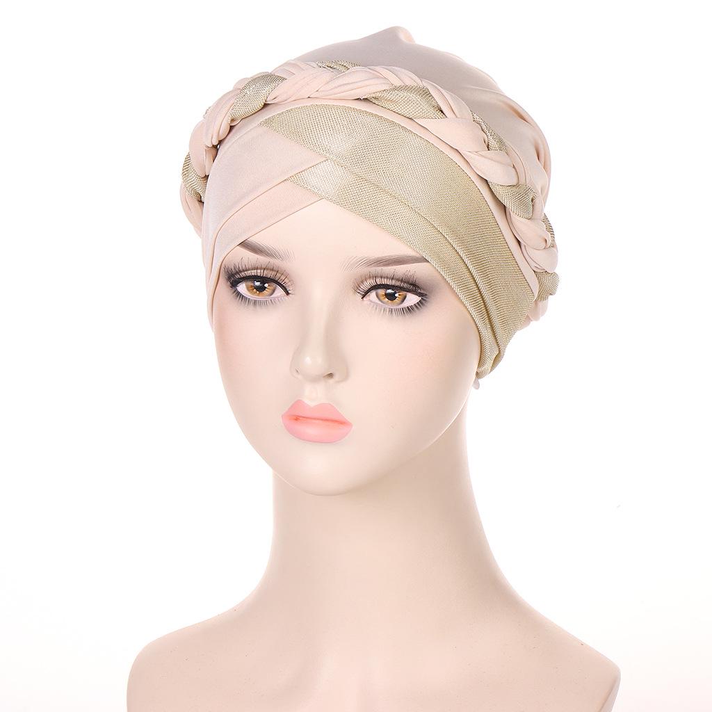 Multicolor Lurex Stitch Milk Silk Braid Headscarf Hat