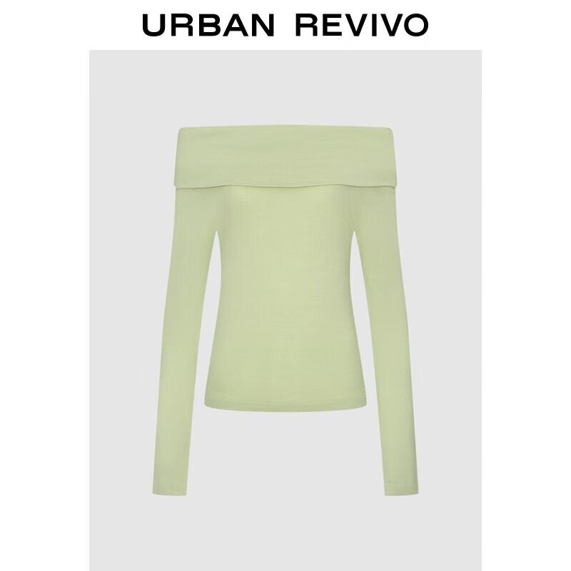 UR 2025 Autumn Women's Off-Shoulder Short Knit Top