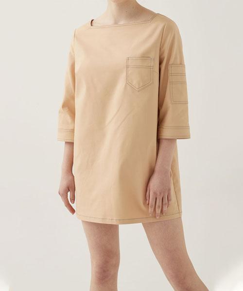 Letters Square Neck Casual Dress (Orange)
